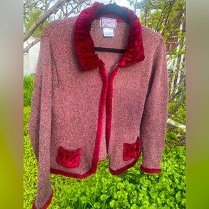 LAST CHANCE Vintage silk and velvet trimmed April Cornell sweater